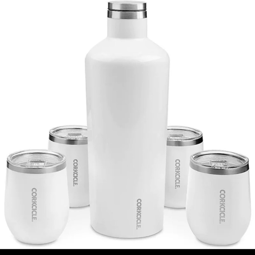 Corkcicle 60oz Canteen, 4- 12oz stemless wine tumblers